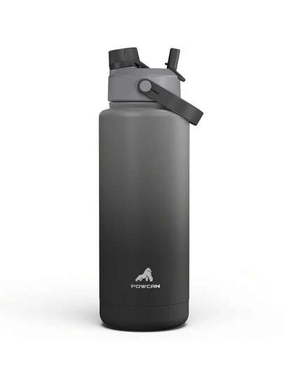 40 盎司保温水瓶，带二合一吸管和壶嘴盖，保冷 24 小时，防漏，双层不锈钢水瓶，适合运动、健身、旅行和上学