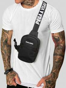 Pega A Visao Shoulder Bag Mini Crossbody Bag Black Wide Strap Black + Men's Bucket Hat Colorful Eye Catcher - 軍綠色 - 查看 3