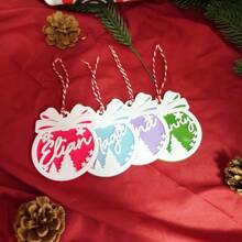 Móc khóa tên Acrylic tùy chỉnh có nơ và thiết kế cây thông Noel - Thẻ chữ cái tiếng Anh được cá nhân hóa, Mặt chuông làm quà tặng và trang trí tiệc ngày lễ - Màu Hoa hồng đỏ - Xem 4