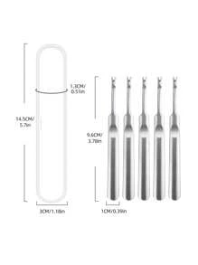 YUANDU 1/5 件不锈钢角质层去除器，银色死皮角质层推刀修剪器修脚指甲工具加厚凹柄推刀指甲工具，方便携带，带收纳盒