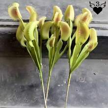 栩栩如生的捕蝇草人造植物，塑料食肉植物，适用于家庭和办公室装饰，非常适合万圣节、圣诞节、复活节、感恩节和父亲节，节日人造绿色植物桌面装饰，不含容器 - 彩色 - 查看 4