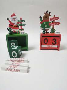 1 件圣诞节木制降临节日历挂饰，圣诞倒计时木制日历礼物、桌面和展示装饰品 - 彩色 - 查看 4