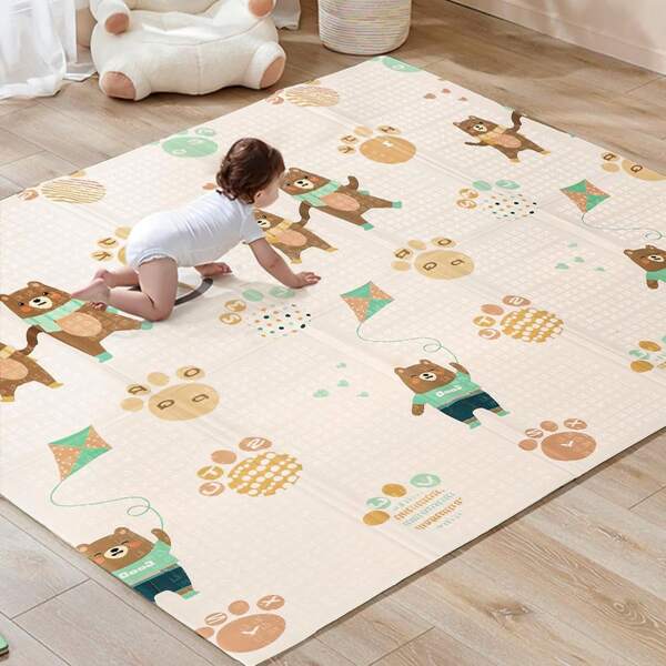 200 X 180cm Foldable Wild Animal Mat, Thick Padded Baby Crawling Mat, Baby Play Mat, Foldable Kids Play Mat, Large Baby Activity Play Mat