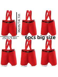 节日圣诞礼品袋：1/6 件圣诞老人裤子款式，小号，非常适合新年和圣诞节礼物 - 紅色 - 查看 3