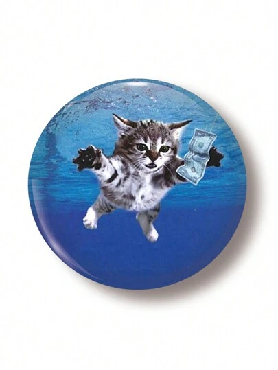 1 pieza Insignia de solapa con diseño de gato lindo de 4,4 cm/1,73 pulgadas, broche de botón, adecuado para ropa, bolsos, mochilas, regalo divertido para amigos y familiares