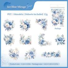 20 miếng/gói nhãn dán sổ lưu niệm/lập kế hoạch chủ đề hoa màu nước, chất liệu PET cỡ lớn - Nhiều màu - Xem 11