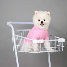 1 件带牵引绳孔的宠物连帽运动衫，秋冬季适合猫狗保暖 - 粉色 - 查看 9