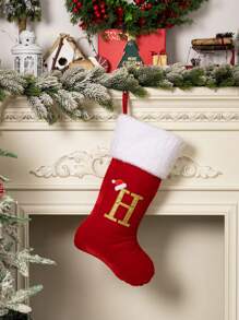 1 Pc Christmas Gold Velvet Cloth Letter Christmas Stockings Decoration, Red High-End Gold Velvet Letter Stockings Diy Name Christmas Stockings, Mother Gift Stockings, Creative Christmas Tree Ornaments, Holiday Party Atmosphere Decoration Props, Candy Gift Bags, Christmas Decorations, Home Decoration Room Decor Winter Christmas Decorations Home Christmas Gifts Christmas Decor