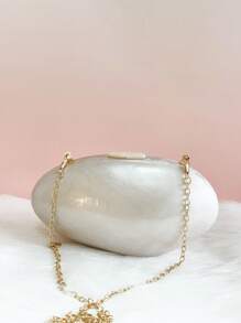 Nowa modna, przezroczysta, żywiczna torebka kopertówka w kształcie muszli, wieczorowa torebka damska w stylu europejskim i amerykańskim, elegancka na wesele i imprezę - Morela - Zobacz 6