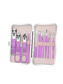 专业不锈钢指甲刀套装，配有耳垢清除工具和指甲锉 - 耐用便携的修脚和修指甲工具，适用于手指甲和脚趾甲