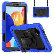 iPad 保护壳适用于 Redmi Pad SE 8.7 4G，硬质 PC 和柔软硅胶边缘，防震防弯曲，防刮擦，隐藏式旋转支架，360° 可调节手带方便抓握，散热设计，精确切口 - 藍色 - 查看 11