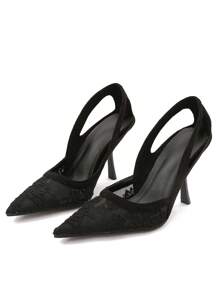 Modische 3D Stickerei Mesh Spitzenschuhe mit Ausschnitten und Stilettoabsatz für Damen