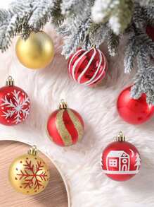 Juego de 44 bolas navideñas, bolas creativas pintadas de rojo y dorado, adecuadas para fiestas navideñas, guirnaldas, árboles de Navidad, 3-6 cm,Adornos colgantes para árboles de Navidad, regalos navideños, aumentan el ambiente navideño, adecuados para fiestas navideñas, decoraciones de jardín y regalos navideños para familiares y amigos - SDS4176 - Ver 6