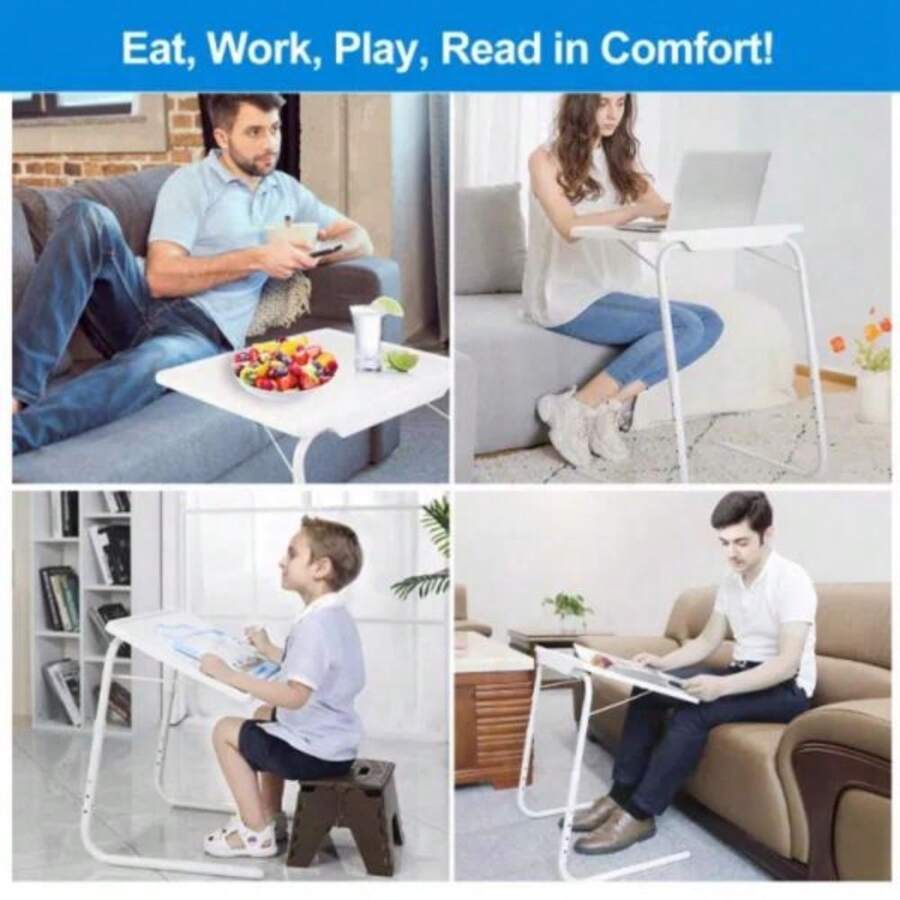 Foldable Tray Table Portable Sofa TV Tray 6 Heights 3 Angles Laptop