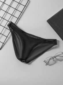 男士网状双面腰带薄款粘合U凸低腰透气舒适性感内裤 - 黑色 - 查看 4