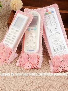 3pcs Bow Decor Remote Control Cover For School,Office,Household,Travel,Bag,Organizer,Storage Insulation,Galentines,Puppy,Carnival,Party Decorations - Pink - View 1