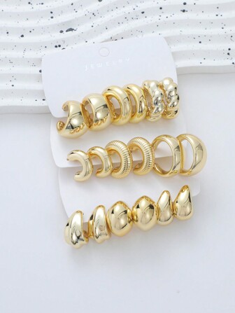 AIDSOTOU 3 Pairs/9 Pairs Chunky Gold Hoop Earrings Set For Women Hypoallergenic Thick Hoops Earrings