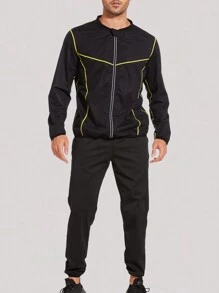 1Set Sauna Suit For Men Sweat Suits Gym Workout Exercise Sauna Jacket Pants Full Body For Men Sporty Workout Fitness