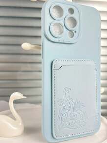 全新蓝色液体油彩瞳孔 TPU 防震+蓝色印花卡夹手机壳保护套适用于 iPhone 11/12/13/14/15/16/Pro Max - 藍色 - 查看 2