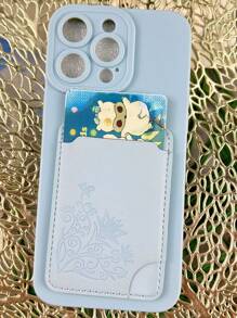 全新蓝色液体油彩瞳孔 TPU 防震+蓝色印花卡夹手机壳保护套适用于 iPhone 11/12/13/14/15/16/Pro Max - 藍色 - 查看 6