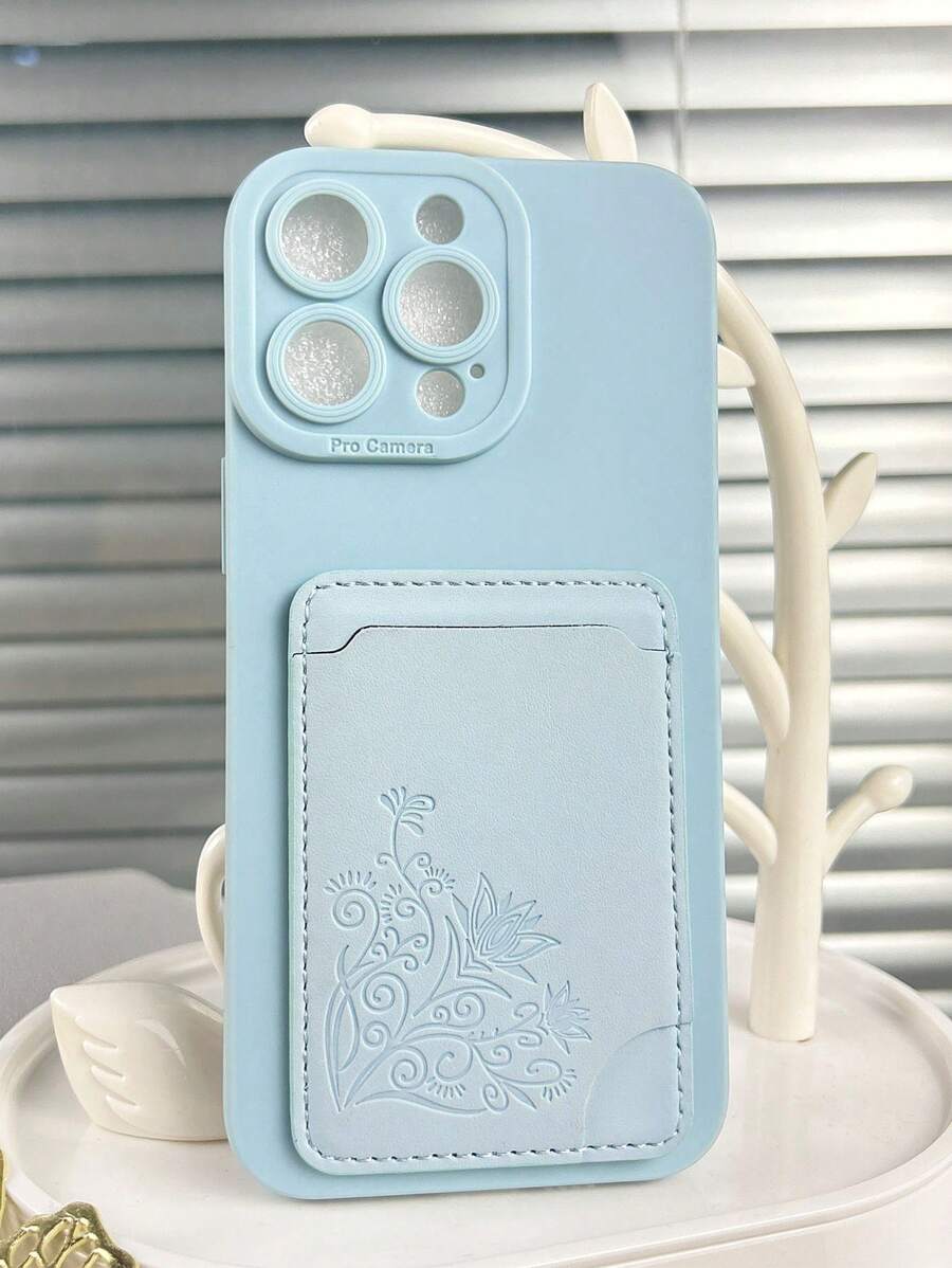 全新蓝色液体油彩瞳孔 TPU 防震+蓝色印花卡夹手机壳保护套适用于 iPhone 11/12/13/14/15/16/Pro Max - 藍色 - 查看 1