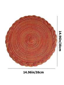Round Table Placemats, 2/4/6/8 Pcs Set - Woven Heat Resistant Non-Slip Kitchen Table Mats, 15 Inch, Machine Washable Tablemats For Round Tables, Suitable For Dinner, BBQ, Indoor & Outdoor Use (Orange) - Orange - View 3