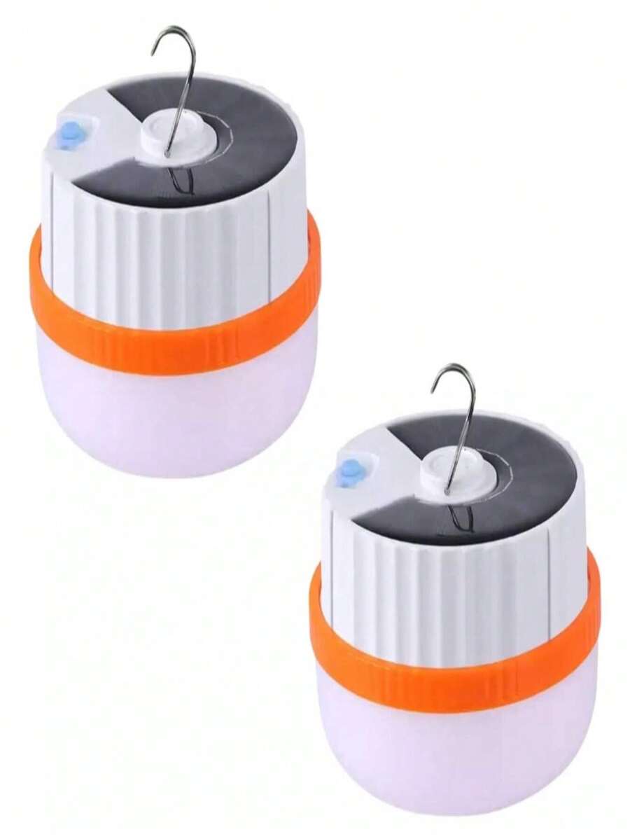 Luces Nocturnas LED Recargables con Gancho – Solares, USB Tipo C, para Emergencias y Campamento - Naranja - Ver 1