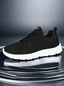 Zapatillas casuales para hombres de talla grande, de 4 temporadas - Nuevos tenis de moda con tela de malla transpirable, zapatos cómodos para caminar, diseño simple de zapatos atléticos para trotar para hombres
