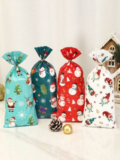 25/50/100Pcs Merry Christmas Plastic Gift Bags, Xmas Santa Claus Snowman Elk Design Christmas Party Favor Bags, Christmas Decorations For Home 2024 Christmas Xmas Gifts Wrapping Bags New Year Packaging Bags Christmas Christmas Decorations Christmas Pajamas Christmas Gifts Christmas Decor