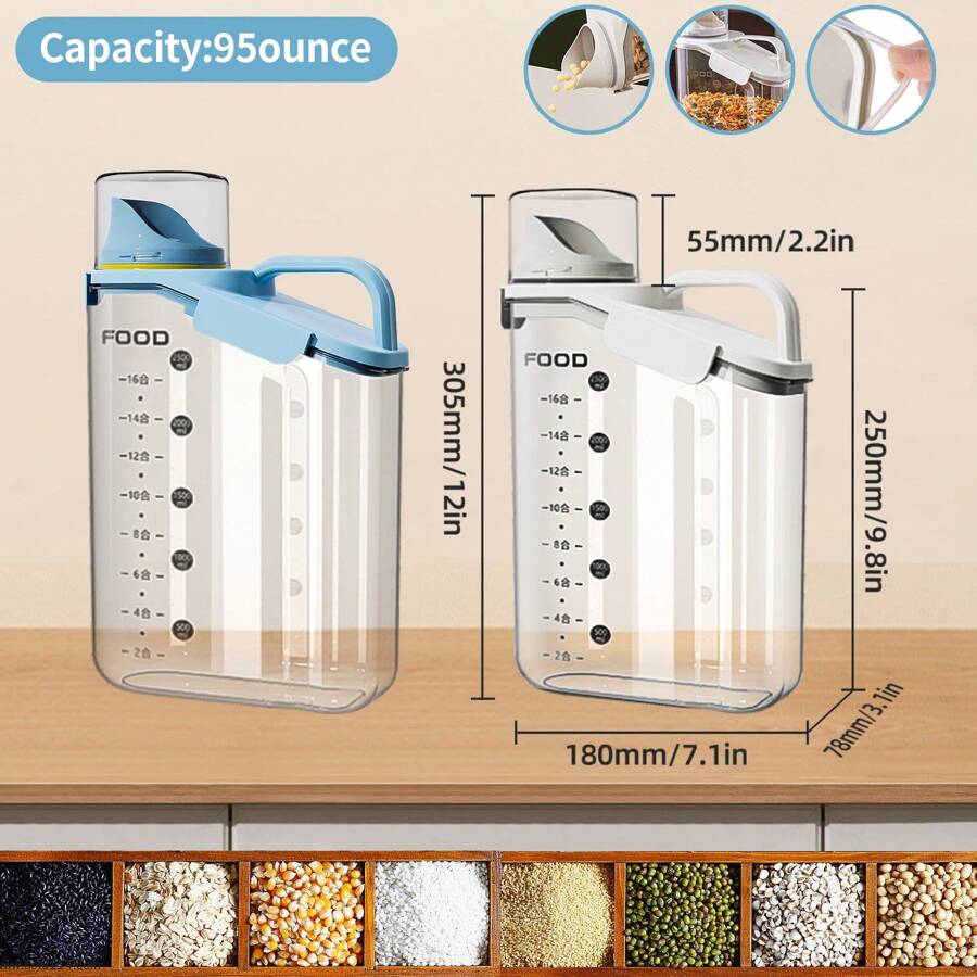 Cereal Containers Storage,2.5L Airtight Large Dry Food Storage