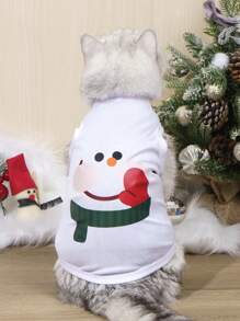 2pcs/Set Santa Claus & Fair Isle Print Anti-Flea, Shed-Reducing, Insulating & Breathable Vest For Cats & Dogs, Indoor & Outdoor Use