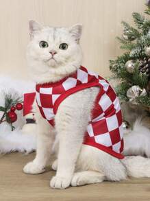 2pcs/Set Santa Claus & Fair Isle Print Anti-Flea, Shed-Reducing, Insulating & Breathable Vest For Cats & Dogs, Indoor & Outdoor Use