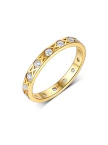 1 Stück geometrischer Cut Out S925 Silber Moissanit Ring, geeignet für Frauen Verlobung, täglichen Gebrauch, Party, Feriengeschenk