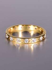 1 Stück geometrischer Cut Out S925 Silber Moissanit Ring, geeignet für Frauen Verlobung, täglichen Gebrauch, Party, Feriengeschenk