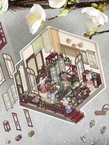 3 miếng dán phong cảnh 3D Infeel.Me, phong cảnh tre, miếng dán trang trí thu nhỏ thủ công DIY - Nhiều màu - Xem 4