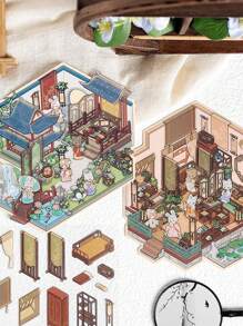 3 miếng dán phong cảnh 3D Infeel.Me, phong cảnh tre, miếng dán trang trí thu nhỏ thủ công DIY - Nhiều màu - Xem 8