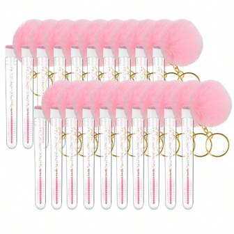 Juego de 6/8/10/12/15 piezas de brochas desechables con purpurina, varitas de rímel, tubos, llavero de bola de pelo sintético y cepillo de pestañas, herramientas de maquillaje