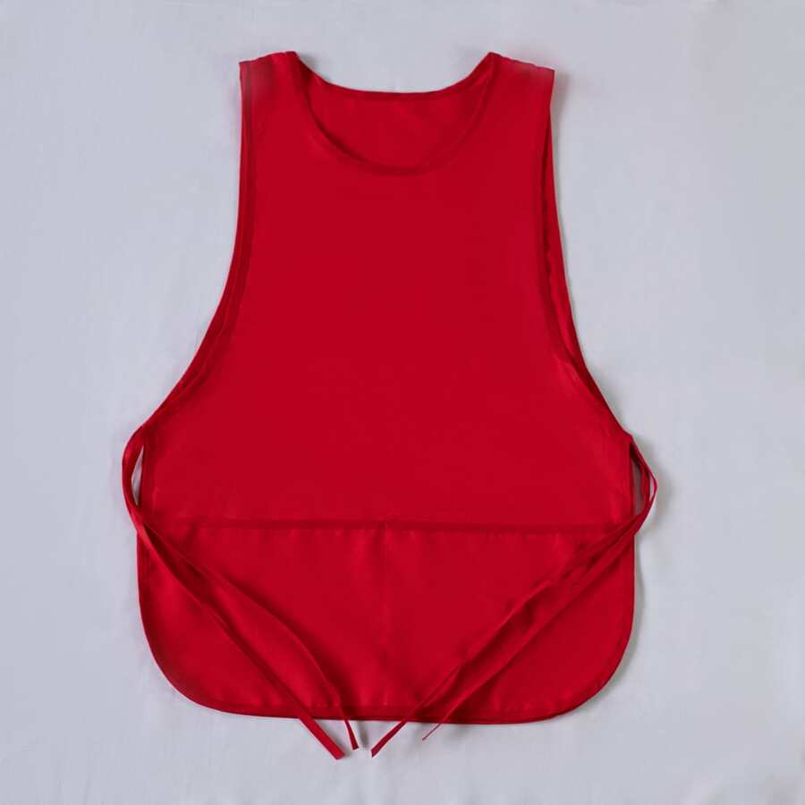Kitchen Lab Coat Apron Cleaning Gown Housework School - Đỏ - Xem 1