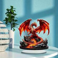 1pc Acrylic Red Dragon Decor, Đồ trang trí nhà đa năng 2D - Thích hợp cho phòng khách, phòng học, phòng ngủ, quà tặng cho bạn bè - Nhiều màu - Xem 4
