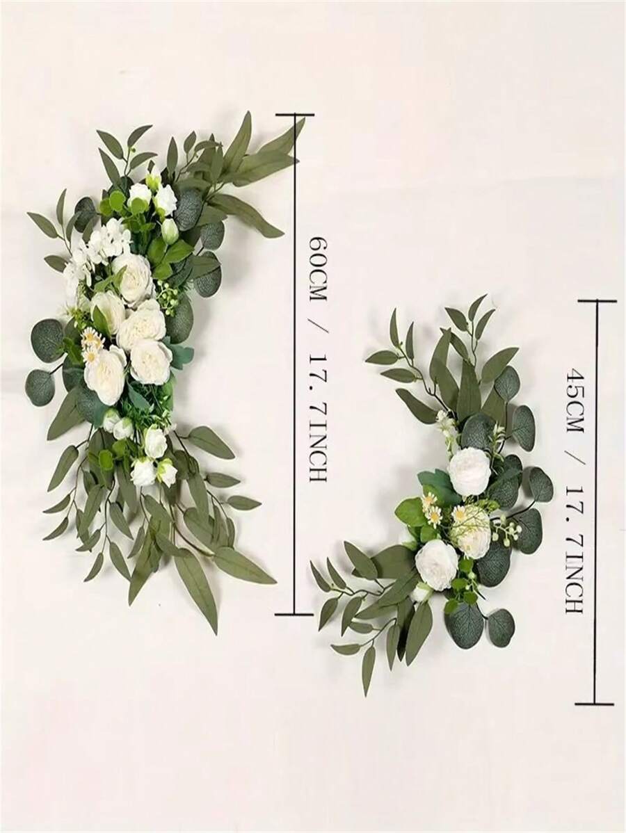 Bộ 2 vòng hoa cưới nhân tạo Vòng hoa cưới Vòng hoa lụa hoa mẫu đơn Biển báo chào mừng Hoa cho tiệc lễ - Nhiều màu - Xem 1