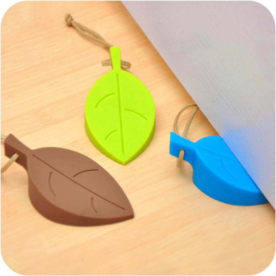 3 miếng chặn cửa hình lá sáng tạo bằng silicon, chặn cửa chống gió cho gia đình, thẻ cửa chống kẹp quà tặng tốt nhất - Nhiều màu - Xem 1