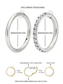 2 Chiếc/Nhẫn mũi mạ vàng chống dị ứng 316L cao cấp 16G/18G, có sẵn tùy chọn vàng và bạc, khảm Zirconia, phù hợp cho chạy thể thao và vòng kín không dễ rơi ra. Nhẫn màng đôi - Khuyên mũi thời trang cao cấp 2Psc - Xem 12