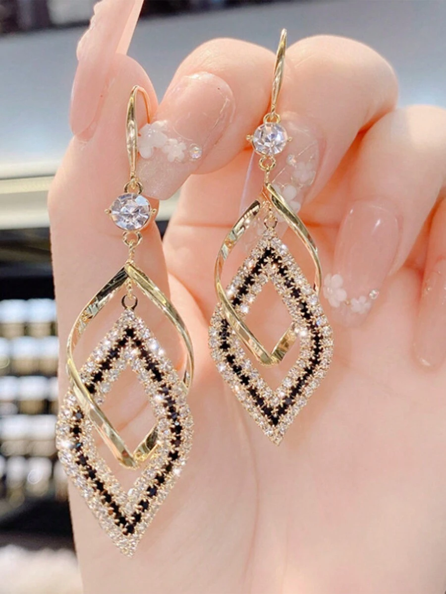 1 Cặp Bông tai dài thời trang sang trọng cao cấp thiết kế tối giản mới - Nhiều màu - Xem 1