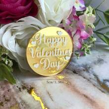 5pcs Gold Acrylic LOVE Cake Decoration,For Wedding Valentine's Day Party Cupcake Topper Decoration Supplies