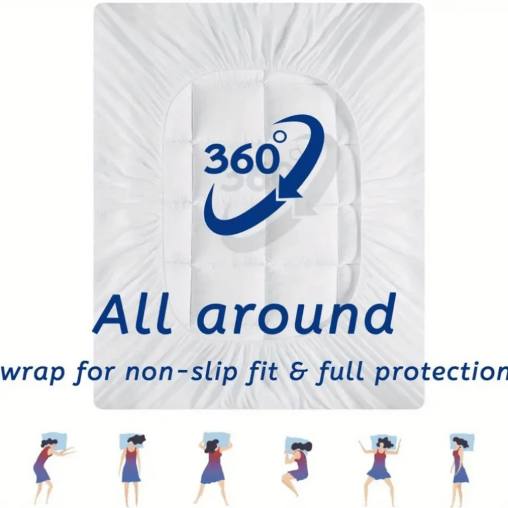 Plush Down Alternative Pillow Top Mattress Topper, Cooling Extra Thick