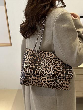 Fashionable Leopard Print Large Capacity Casual Tote Bag, Leopard Print Purse For Women Leopard Comeback, Animal Print Women Bag, Fall Winter Fashionable Cheetah Print Purse For Women, New Fall Winter Tiger Print Bag For Women