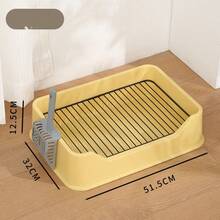 Dog Litter Box With Splash Guard, Stainless Steel Grid Frame, Potty Training Litter Box For Small And Medium Dogs - Yellow - View 7