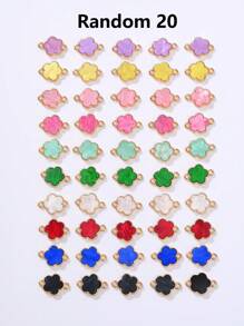 5/10/20/30/50/100/200/300/400/500 piezas Colgante con flor de cuatro hojas elegante de varios colores con dos agujeros, apto para hacer collares, pulseras, pendientes, llaveros, charms de teléfono, joyería de regalo para parejas