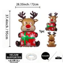 3 件圣诞立式气球套装 - 4D 立式充气雪人、圣诞老人、驯鹿铝箔气球，适合新年圣诞派对装饰，室内和室外 - 彩色 - 查看 4