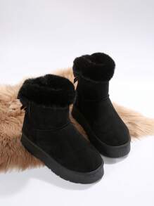 Women's Fashionable Cute Thick-Sole Plush Bow Ribbon Warm Winter Boots, Multi-Functional For Christmas Wear, Sturdy, Easy-On/Off Over-The-Knee Snow Boots